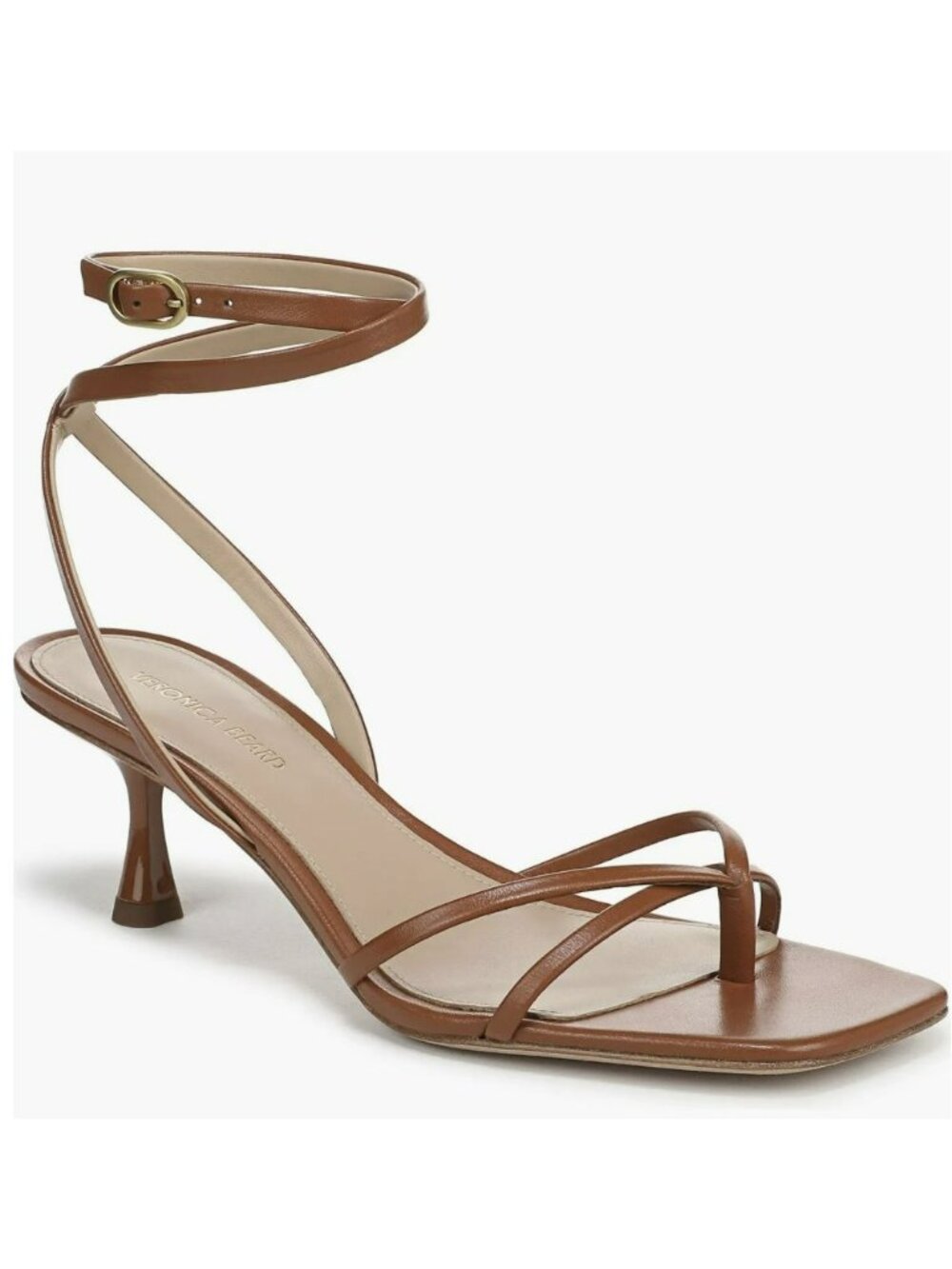 New Veronica Beard Catarina Strappy Tan Leather Heeled Sandals Size 8